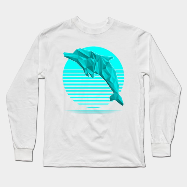 Low-poly Dolphin Long Sleeve T-Shirt by Scanline